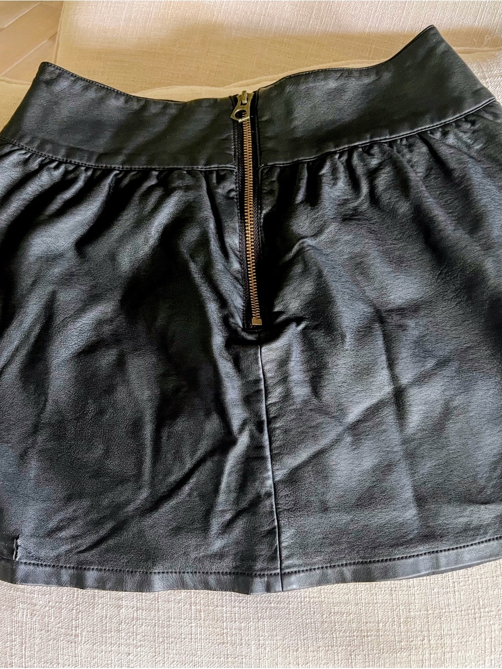 American Eagle Outfitters Black Faux Leather Mini Skirt with Exposed Zipper
